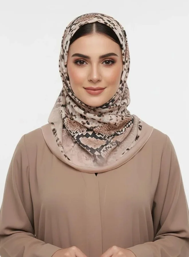 عبايات لمحة طرحة سنيك تاتش – شيفون بنقشة الأفعى الراقية