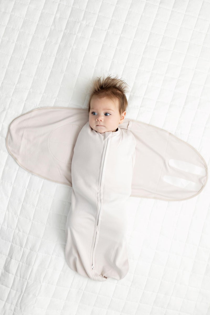 LullaBaby "Double Dream Swaddle: Exclusive Dual Wing Design, Pediatrician-Endorsed, Ultra-Soft Cotton, 0-2 Months, 6-14 lbs - White Sand - Image 4