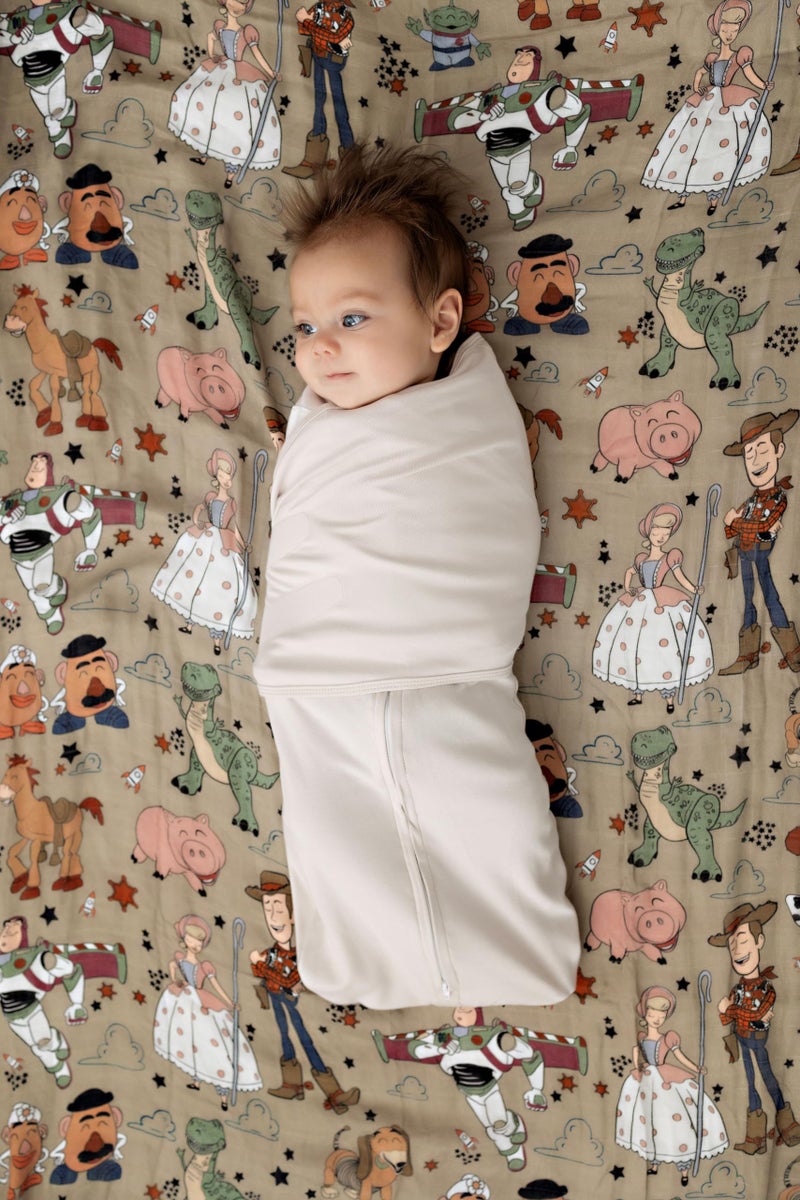 LullaBaby "Double Dream Swaddle: Exclusive Dual Wing Design, Pediatrician-Endorsed, Ultra-Soft Cotton, 0-2 Months, 6-14 lbs - White Sand - Image 2
