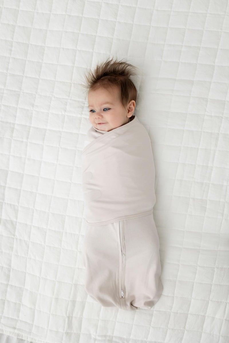 LullaBaby "Double Dream Swaddle: Exclusive Dual Wing Design, Pediatrician-Endorsed, Ultra-Soft Cotton, 0-2 Months, 6-14 lbs - White Sand - Image 5