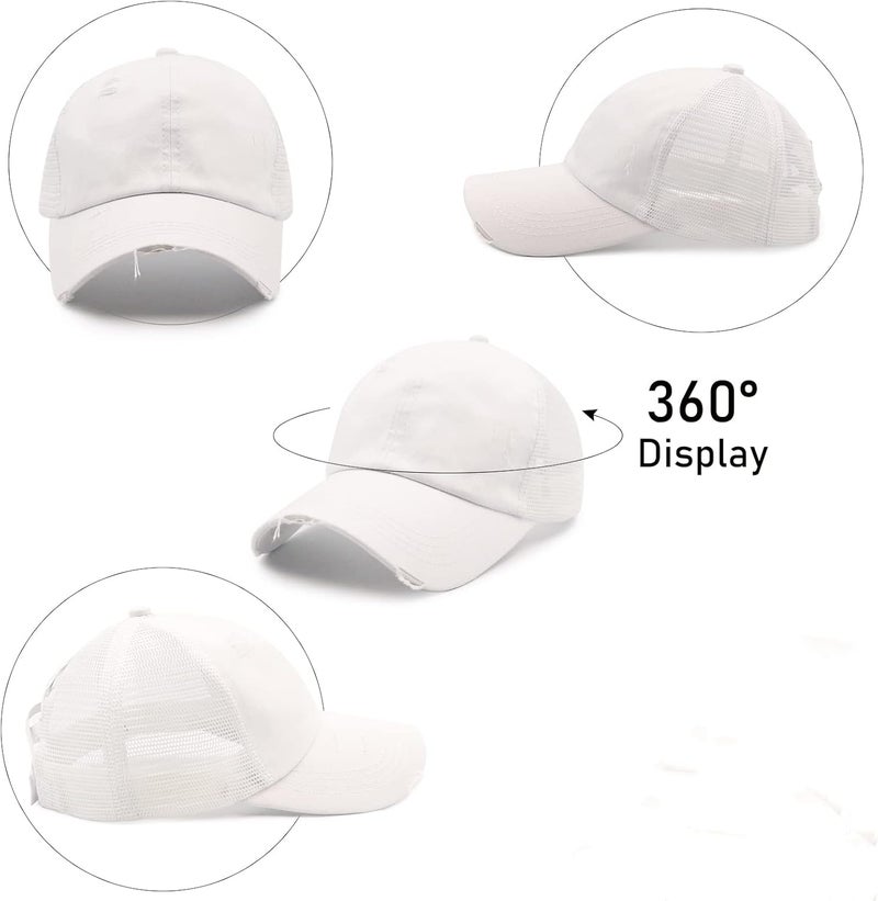 ProMindFun Womens Pony Hat High Ponytail Baseball Cap Girls Messy Bun Caps Camouflage Trucker Bad Hair Day Adjustable Dad Hat - Image 3