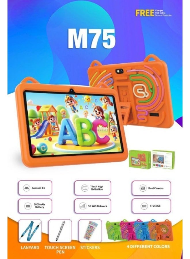 REBENUO M75 Kids Tablet, 7-inch HD Display, Android 13, 6+256GB, 5G WiFi, Dual Camera, 3000mAh Battery - Image 2