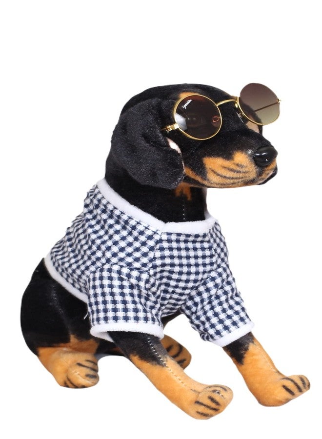 Tickles Soft Stuffed Plush Sitting Rottweiler Animal Dog Wearing Dress and Googles Toy for Kids Room (Color: Black Size: 39 cm) - Image 4