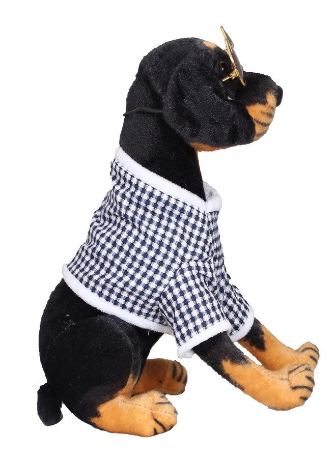 Tickles Soft Stuffed Plush Sitting Rottweiler Animal Dog Wearing Dress and Googles Toy for Kids Room (Color: Black Size: 39 cm) - Image 2