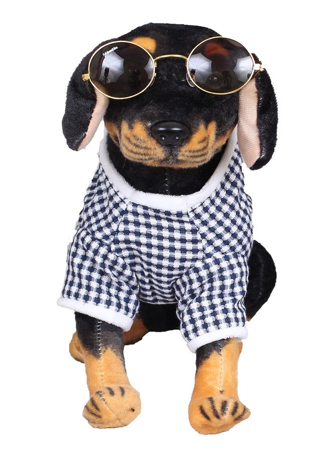 Tickles Soft Stuffed Plush Sitting Rottweiler Animal Dog Wearing Dress and Googles Toy for Kids Room (Color: Black Size: 39 cm) - Image 1