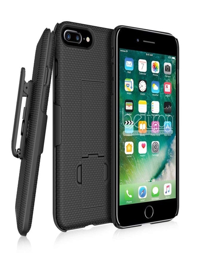 BELTRON Case with Belt Clip for iPhone 7/8 Plus, Ultra Slim Protective Shell Grip Case & Swivel Holster Combo with Built-in Kickstand (iPhone 7 Plus & iPhone 8 Plus ONLY) - Black - Image 2