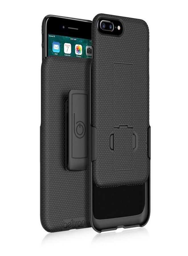 BELTRON Case with Belt Clip for iPhone 7/8 Plus, Ultra Slim Protective Shell Grip Case & Swivel Holster Combo with Built-in Kickstand (iPhone 7 Plus & iPhone 8 Plus ONLY) - Black - Image 1