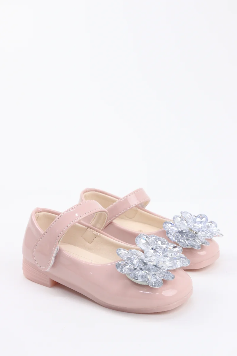 Viny VINY Girls Crystal Flower Ballerina Flats – Elegant Ballet Flats for Girls, Rhinestone Party Shoes, Princess Dress Shoes for Weddings, Birthdays & Special Occasions (Black, Pink, White, Beige)