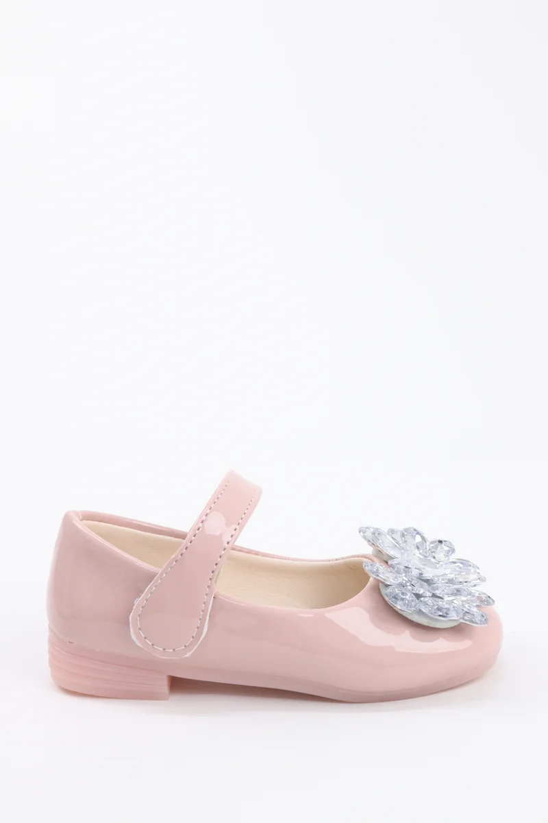 Viny VINY Girls Crystal Flower Ballerina Flats – Elegant Ballet Flats for Girls, Rhinestone Party Shoes, Princess Dress Shoes for Weddings, Birthdays & Special Occasions (Black, Pink, White, Beige)