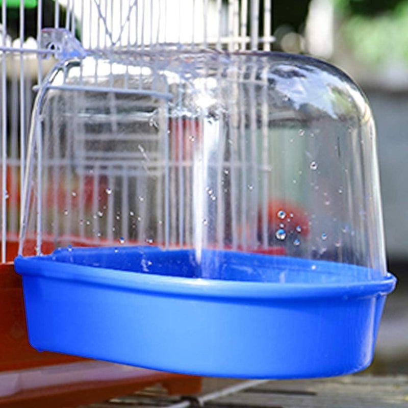 Sage Square Bird Bath Box, Friendly Color Caged Bird Bathing Tub with Hole for Water Spray for Small Birds Canary Budgies Parrots (Blue) - Image 5