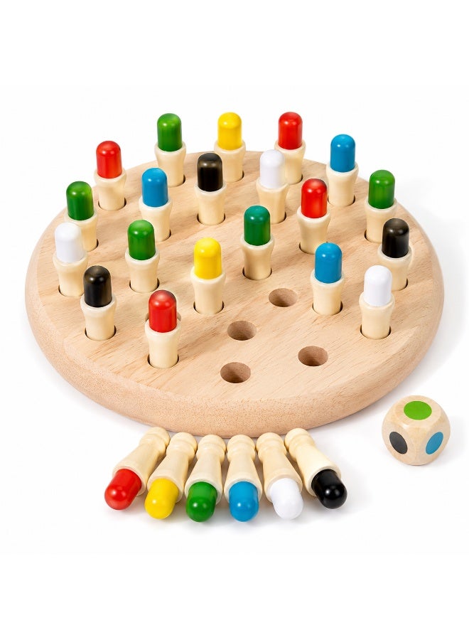 Capstro Wooden Color Memory Chess for Kids – Logic & Concentration Board Play Set, Hands-On Thinking Activity for Family Play & Early Learning – Small Size Color Memory Chessboard - Image 1