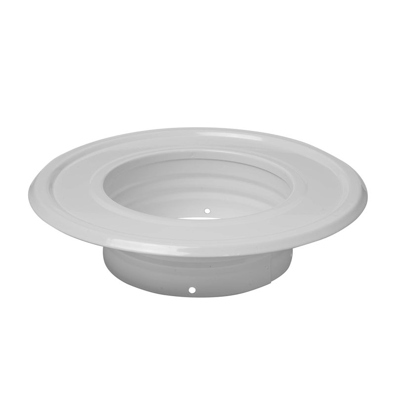 Vent Systems 4 Inch White Duct Connector Flange Plate Galvanized Steel Straight HVAC Fitting for Cooling Heating Airflow Ventilation System Wall Ceiling Pipe Mount Indoor Outdoor Use