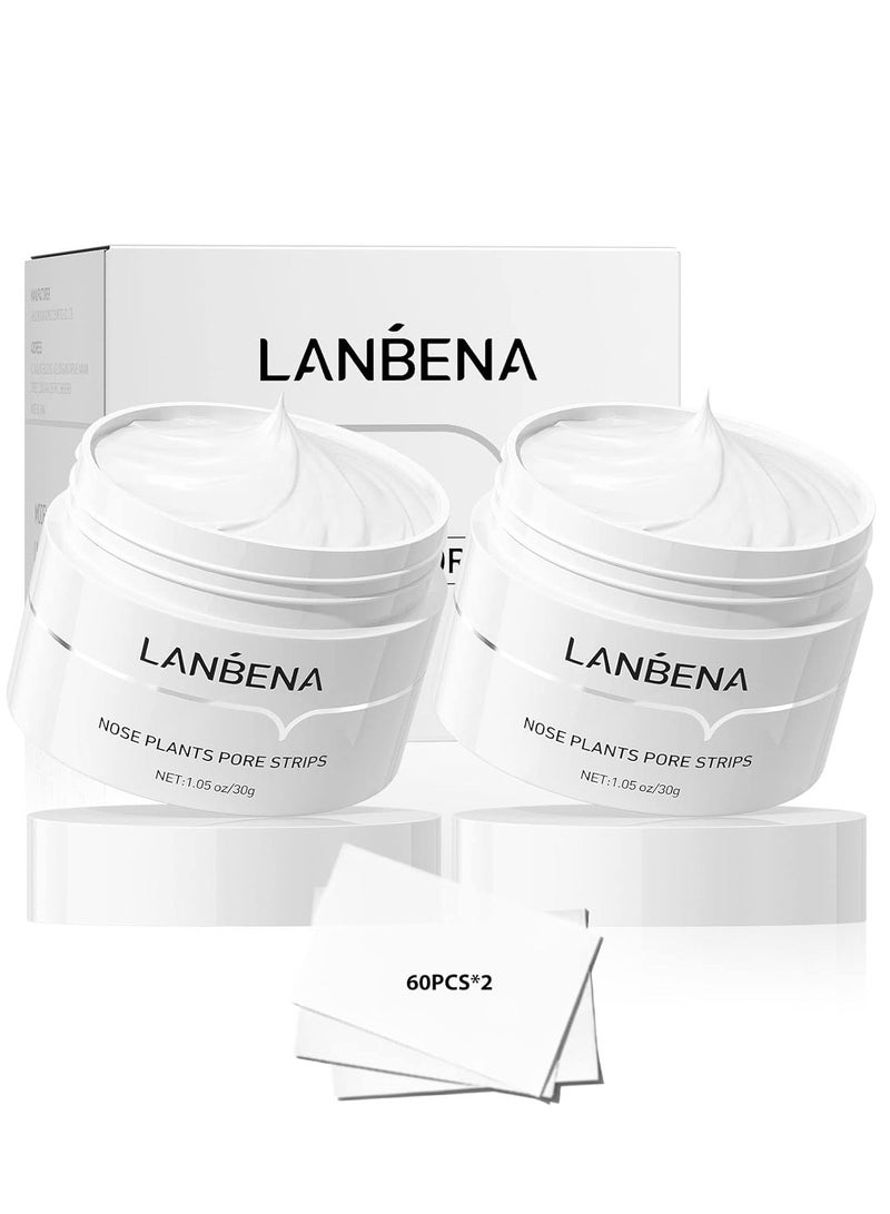 LANBENA 2 Pack Blackhead Remover Mask Aloe Extract Peel off Mask Facial Pore Cleanser Purifying Face Mask Nose Strips - Image 1