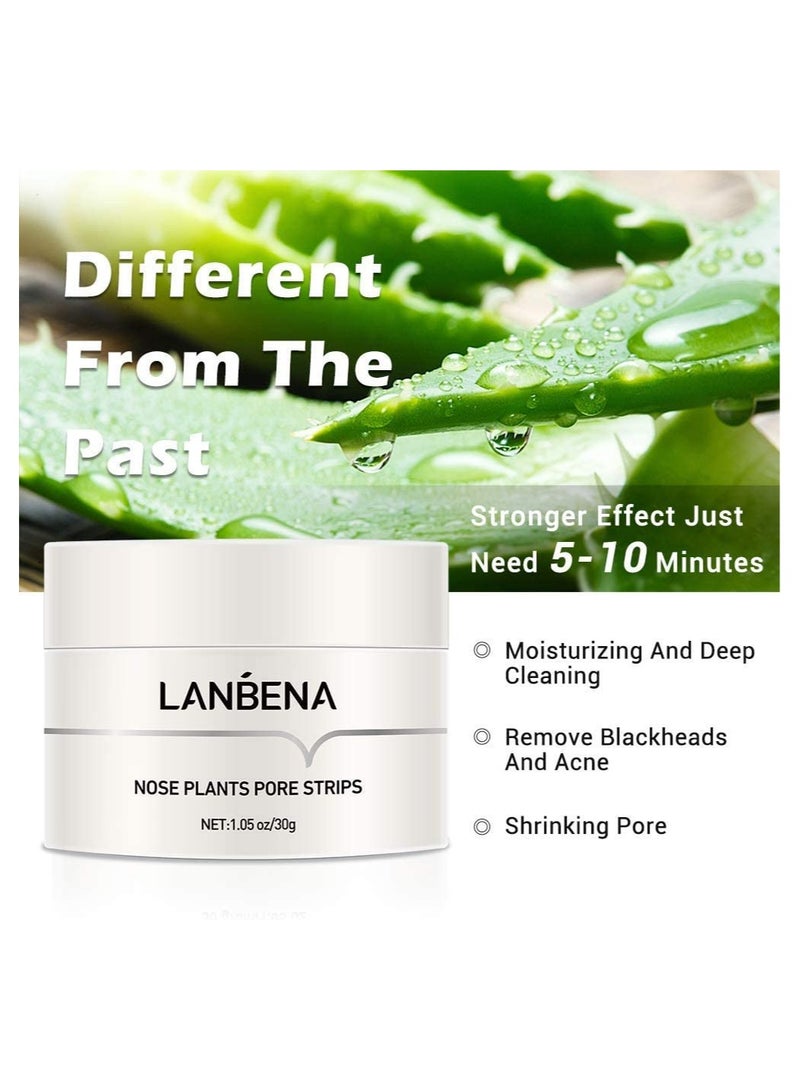 LANBENA 2 Pack Blackhead Remover Mask Aloe Extract Peel off Mask Facial Pore Cleanser Purifying Face Mask Nose Strips - Image 4