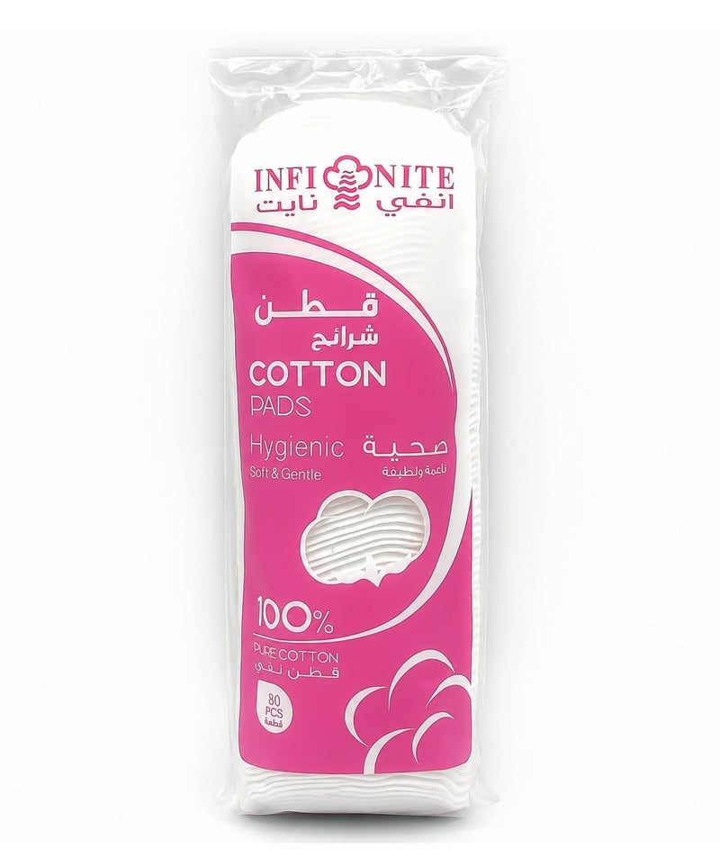 Infinite Makeup Cotton Pads Large Size - 80 PCS Pack - Image 1