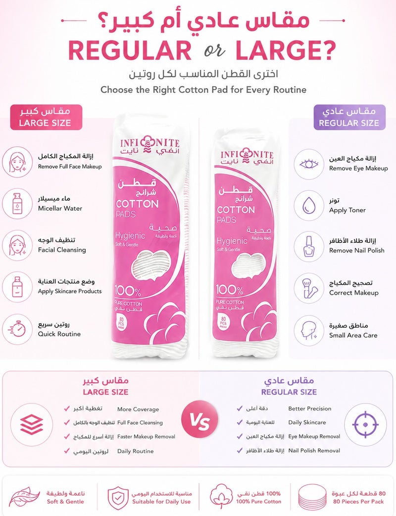 Infinite Makeup Cotton Pads Large Size - 80 PCS Pack - Image 4
