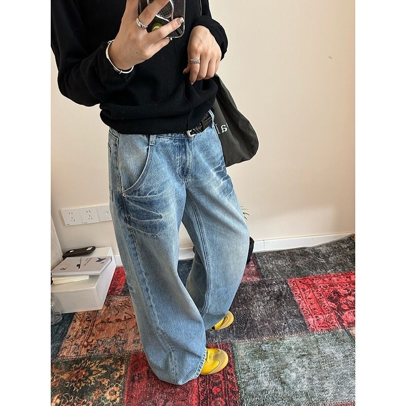 Unisex Classic Denim Jeans Loose Fit Daily Outdoor Wear - Image 1