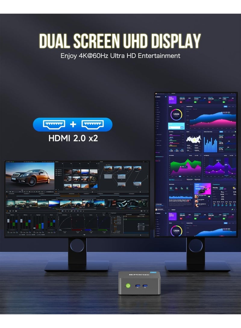 GMKtec Ultracompact Mini PC NucBox G3 Plus with Intel N150 Processor (Up to 3.60GHz) 16GB DDR4 RAM 512GB PCIe M.2 SSD Intel i226-V 2.5Gbps LAN Wi-Fi 6 Bluetooth 5.2 Dual 4K HDMI USB 3.2 Desktop Computer for Office and Business NucBox G3 PLUS - Image 4