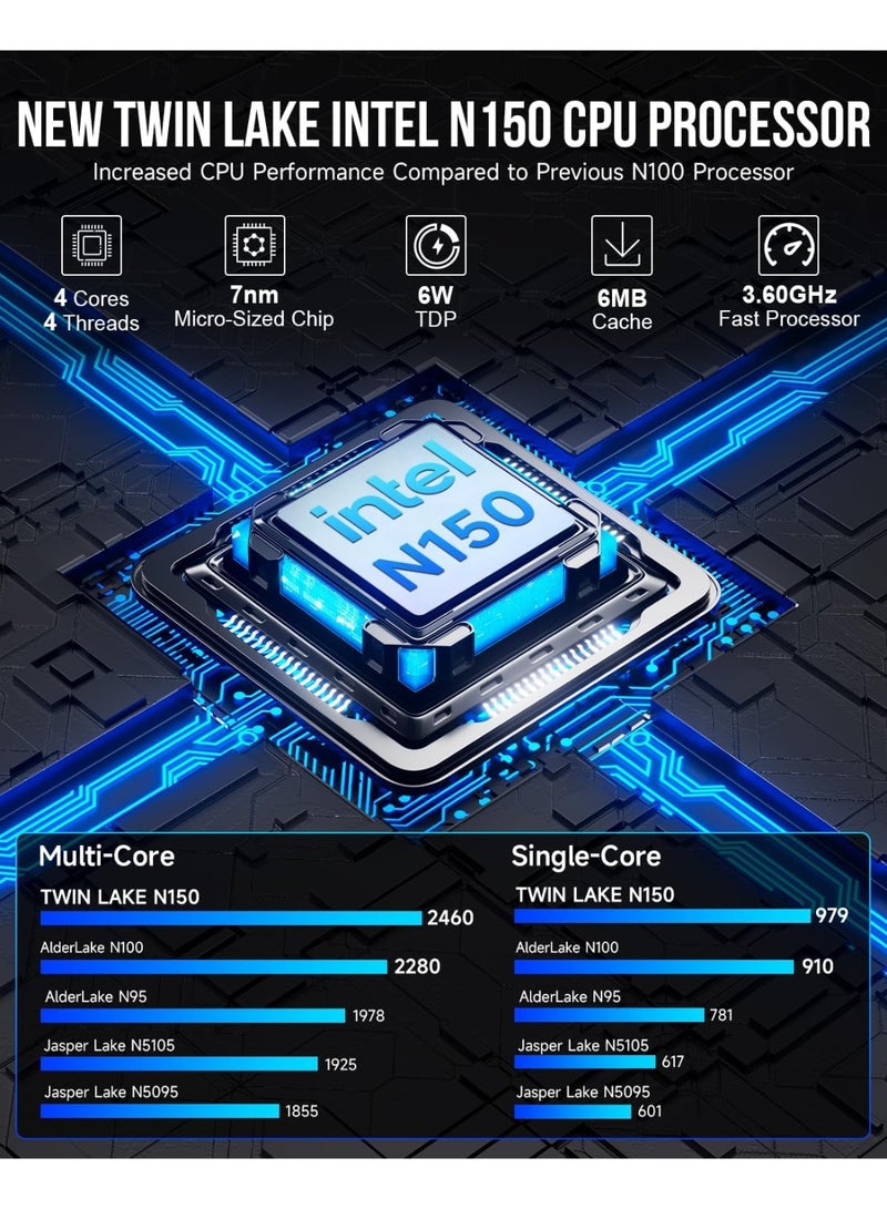 GMKtec Ultracompact Mini PC NucBox G3 Plus with Intel N150 Processor (Up to 3.60GHz) 16GB DDR4 RAM 512GB PCIe M.2 SSD Intel i226-V 2.5Gbps LAN Wi-Fi 6 Bluetooth 5.2 Dual 4K HDMI USB 3.2 Desktop Computer for Office and Business NucBox G3 PLUS - Image 2