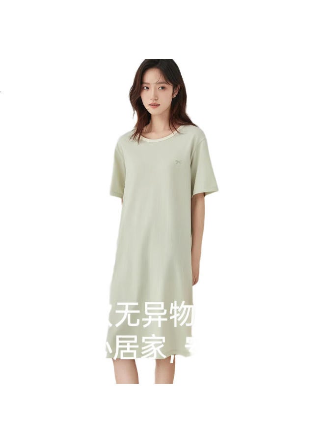 Top melon Ding Guagua Women'S Pure Cotton Summer Short Sleeve Sleep Dress, Can Be Worn Outside, Home Dress, Sea Salt Mint 165 - Image 1