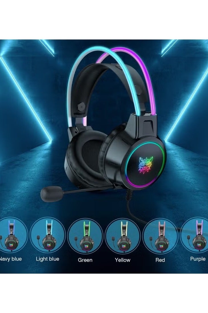 onikuma X15 Pro Wired Over-Ear Gaming Headphones with Mic & LED Light – Black | Noise-Isolating Surround Sound Gaming Headset for PS4, PS5, Xbox One, Xbox Series X/S, Nintendo Switch, PC & Laptop | Adjustable Fit, Soft Cushions, 3.5mm Audio Jack - Image 5