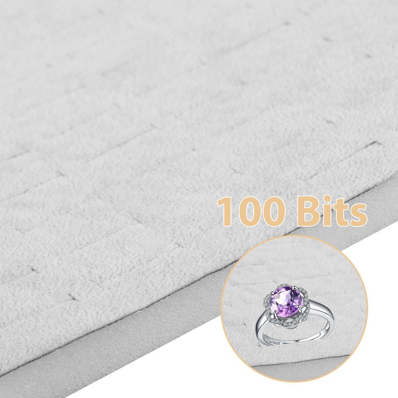 Grey Velvet Jewelry Box Insert 100 Slot Ring Earring Holder 1 5cm Thick Foam Tray - Image 4