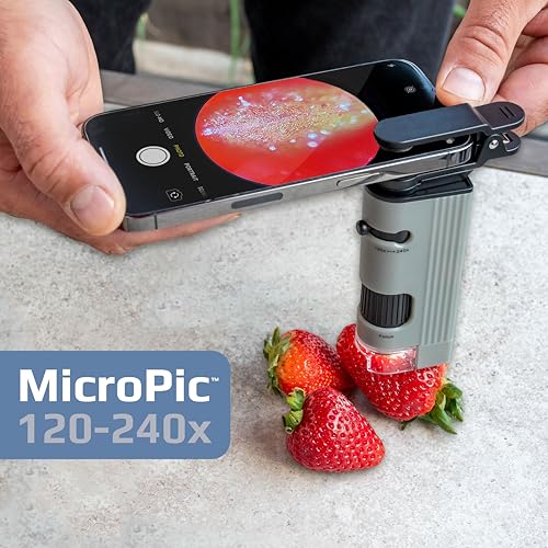 Carson MicroPic 120x-240x Magnification, High-Resolution LED Pocket Microscope with Smartphone Adapter Clip for Digiscoping, Educational STEM Tool (MP-400) - Image 4