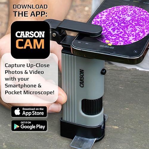 Carson MicroPic 120x-240x Magnification, High-Resolution LED Pocket Microscope with Smartphone Adapter Clip for Digiscoping, Educational STEM Tool (MP-400) - Image 3