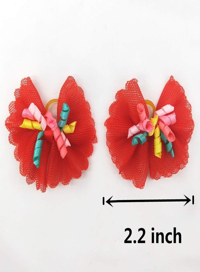 Sufermoe 32 Pcs Multicolored Dog Hair Bows with Rubber Bands, Hair Grooming Top Knots Pet Hair Accessories for Pet Cat Dog - Image 2