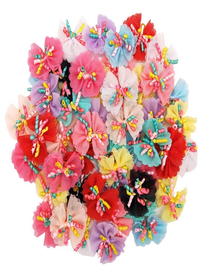 Sufermoe 32 Pcs Multicolored Dog Hair Bows with Rubber Bands, Hair Grooming Top Knots Pet Hair Accessories for Pet Cat Dog - Image 1