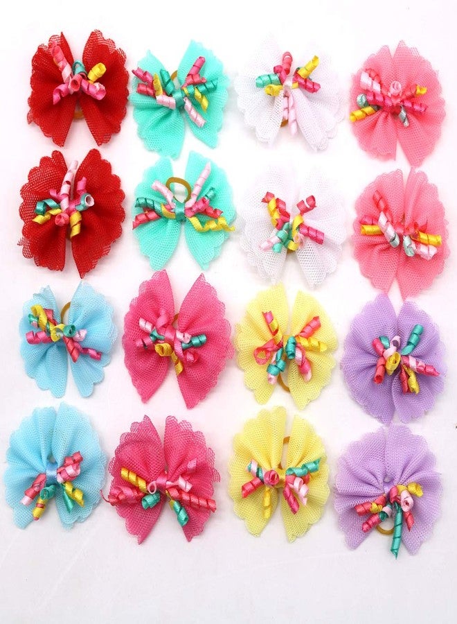 Sufermoe 32 Pcs Multicolored Dog Hair Bows with Rubber Bands, Hair Grooming Top Knots Pet Hair Accessories for Pet Cat Dog - Image 5