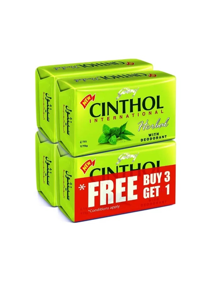 Godrej صابون استحمام هيربال دولي من جودريج سينثول برائحة مزيل العرق - 4X175 جرام