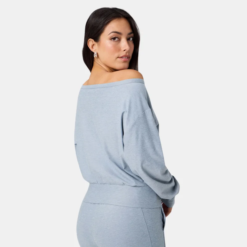 Fabletics سويتشيرت بأكتاف مكشوفة كلاود جيرسي للنساء