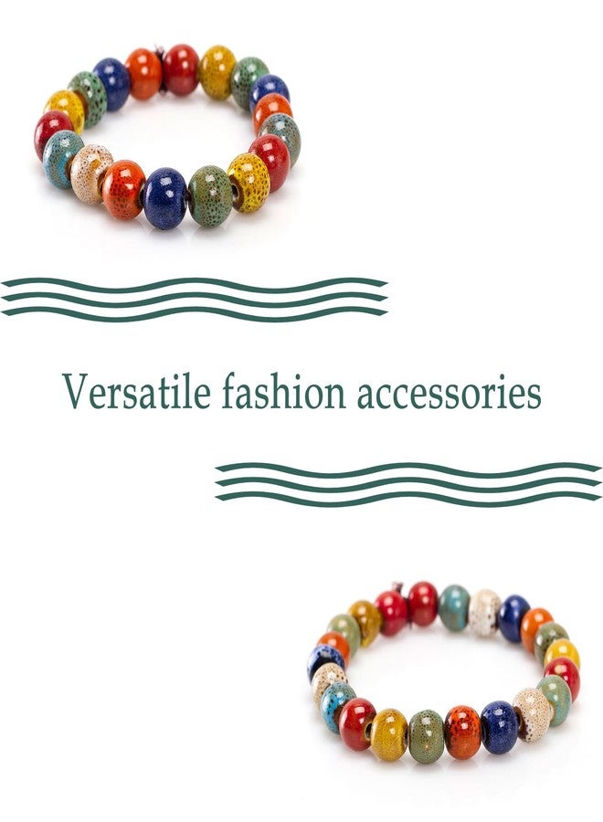 زيتوب سوار زيتوب المطاطي المصنوع من خرز السيراميك الملون، سوار خرز سيراميك مصنوع يدويًا، سلسلة يد مرنة بأشكال مختلفة للنساء (نوع دائري) - Image 2