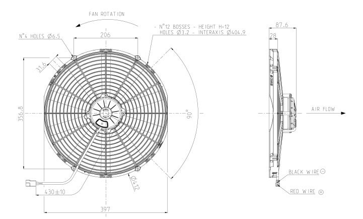 SPAL Fan 16x10 Inches Pull Straight-Blade 12 Volt 385MM Diameter - Image 3