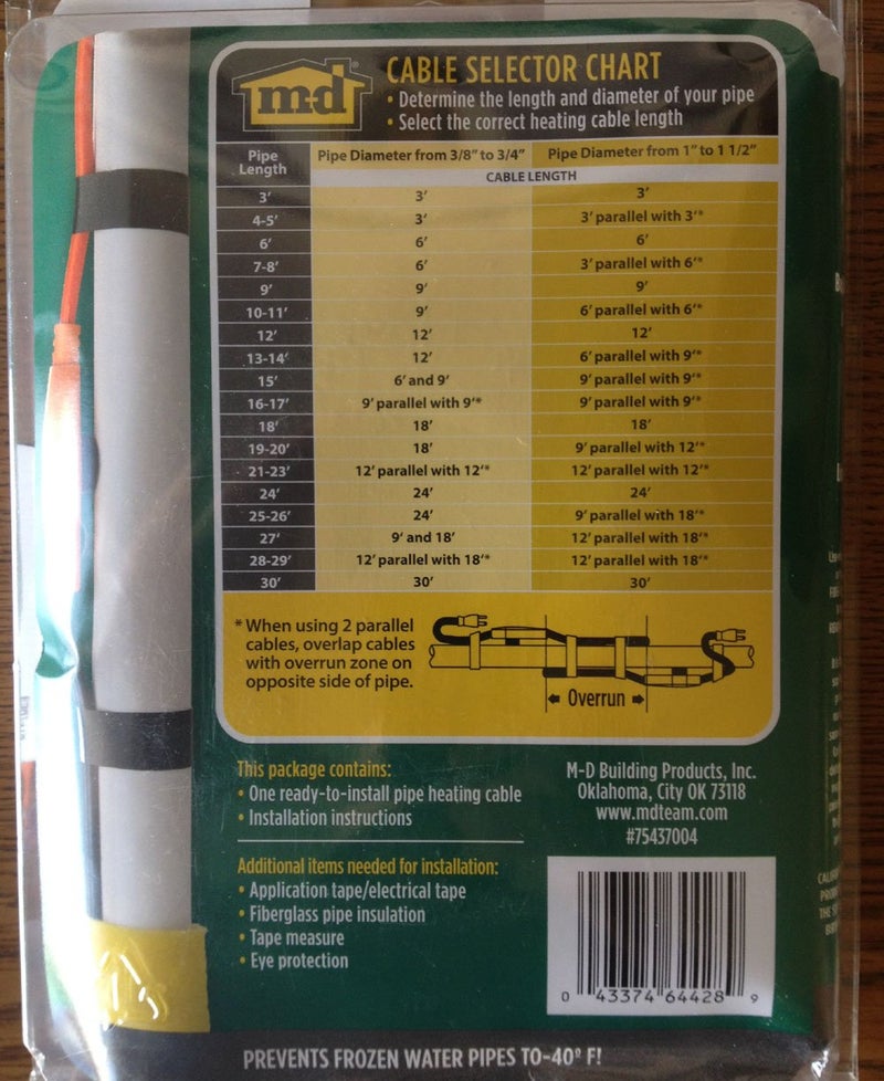 M-D Building Products 64428 18-Foot Pipe Heating Cable with Thermostat - Image 5