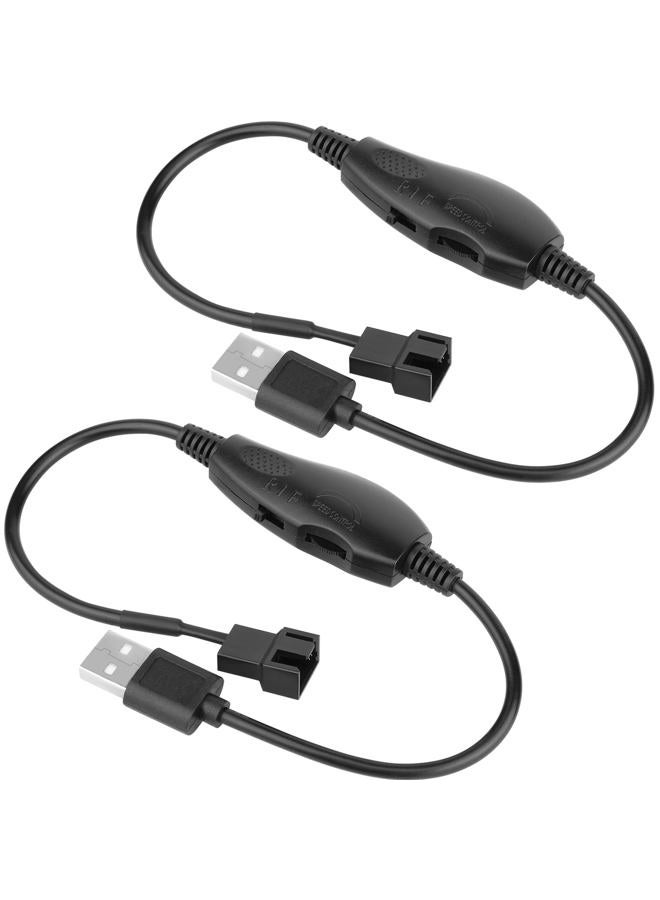 OwlTree 2 Pack USB 5V to 12V 4 Pin Fan Speed Adapter Controller Supported PC Cooling Fan, Max 12V 8W Output (11.8inch) - Image 1