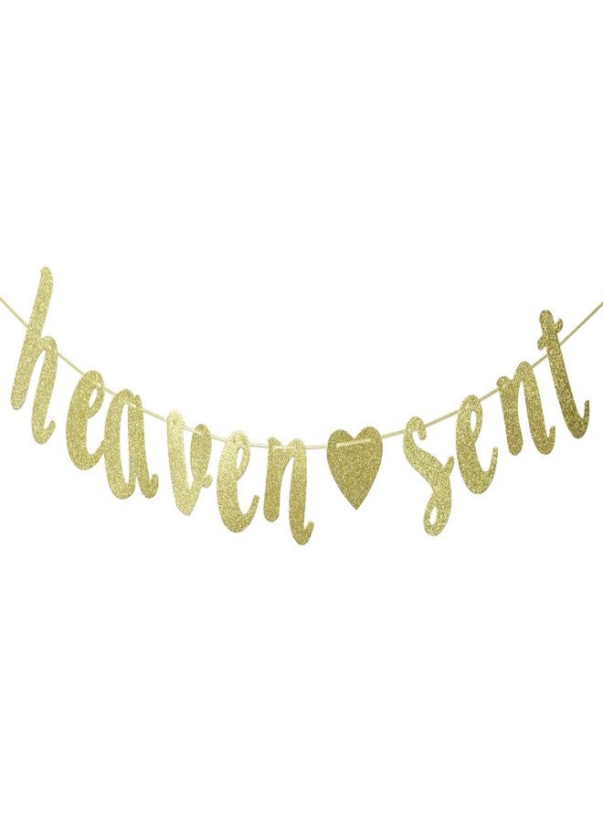 FOZEE Heaven Sent Gold Glitter Banner for Baby Shower Party Decorations - Image 2