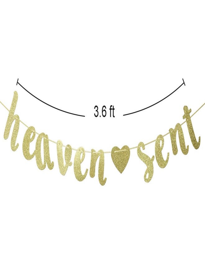FOZEE Heaven Sent Gold Glitter Banner for Baby Shower Party Decorations - Image 3