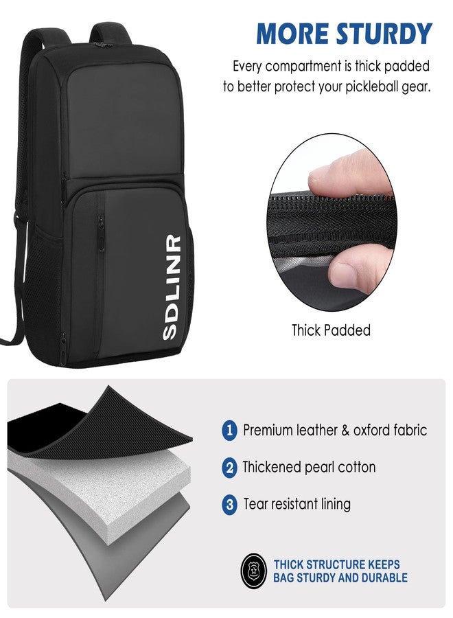 SDLINR Pickleball Bag Fits 4 to 10 Paddles, Large Pickleball Backpack for Men Women with Shoe Compartment, Fence Hook and Accessory Pockets, Pickleball Gifts for Lover - Image 4