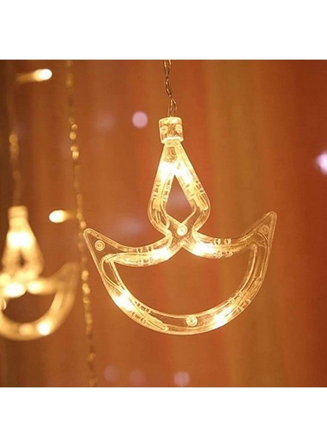 Lexton Diya Curtain String Lights 6 Big Diya and 6 Small Diya with 8 Flashing Modes- Decoration for Home (Warm White, Pack of 1), Standard - Image 4