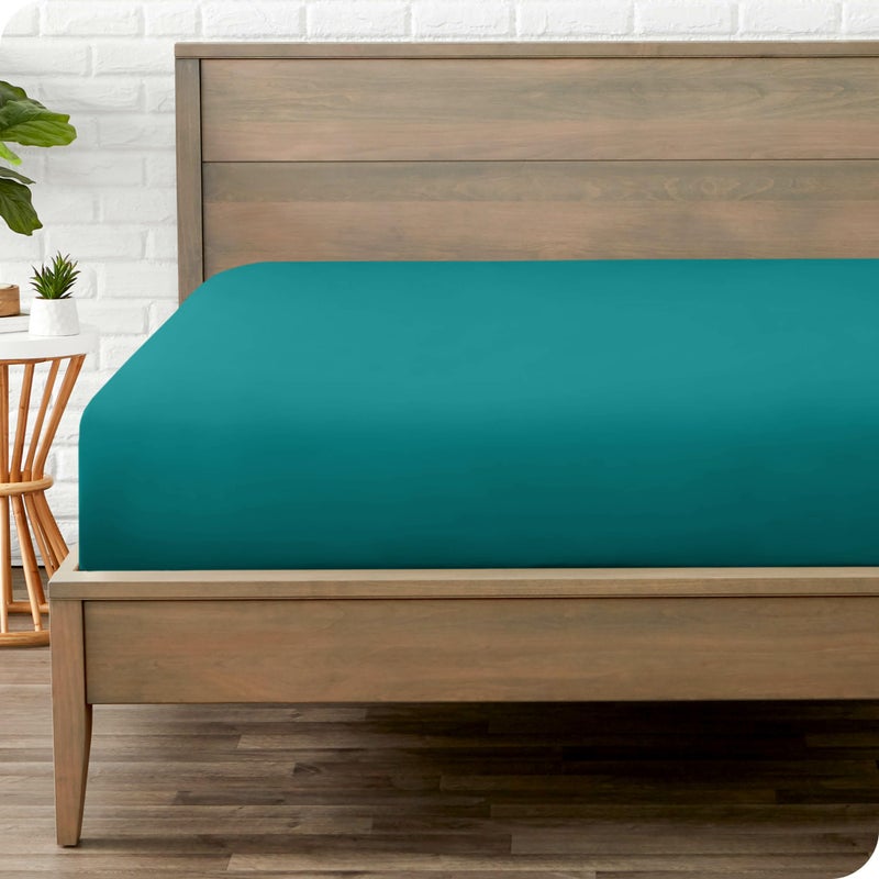 Bare Home Bare Home Fitted Bottom Sheet Queen Size  Premium 1800 Microfiber  UltraSoft Hotel Luxury  Deep Pocket  Durable and Long Lasting  Fitted Sheet Queen Emerald 