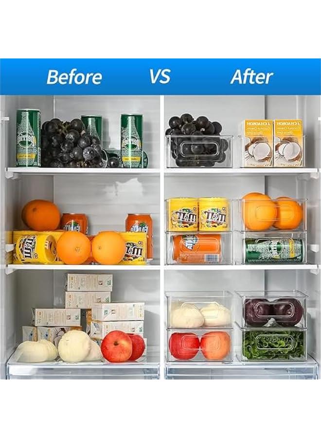 HOOKOR Set of 6 Refrigerator Organizer Bins - Clear Stackable Storage Bins for Fridge, Counter, Cabinet, Pantry Kitchen Organization and Food Storage - Plastic Organizers Bin, BPA Free - Image 5