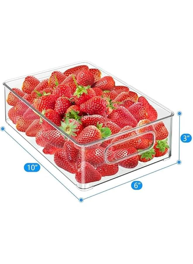 HOOKOR Set of 6 Refrigerator Organizer Bins - Clear Stackable Storage Bins for Fridge, Counter, Cabinet, Pantry Kitchen Organization and Food Storage - Plastic Organizers Bin, BPA Free - Image 2