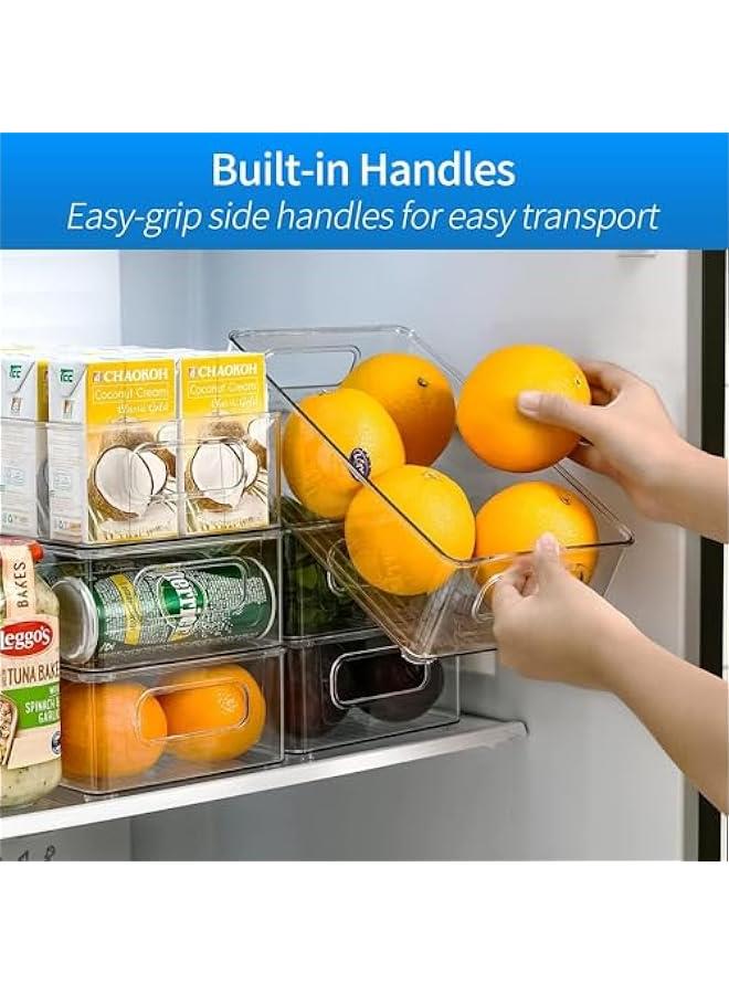 HOOKOR Set of 6 Refrigerator Organizer Bins - Clear Stackable Storage Bins for Fridge, Counter, Cabinet, Pantry Kitchen Organization and Food Storage - Plastic Organizers Bin, BPA Free - Image 4