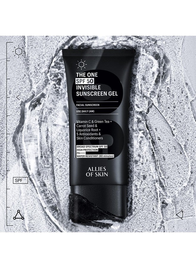 Allies of Skin Allies of Skin - The One SPF 50 Invisible Sunscreen Gel with Vitamin C, Green Tea, Carrot Seed, Red Raspberry Seed Oil & Licorice Root, and 5 Antioxidants & Skin Conditioners. 50 ml/ 1.7 oz - Image 2