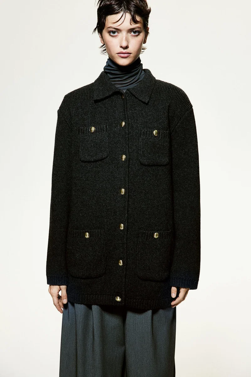 H&M Rib-Knit Wool Cardigan