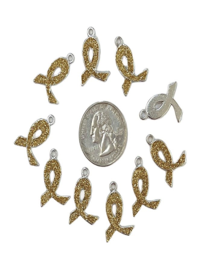 Linpeng Gold Ribbon Fundraising Awareness Charms for Bracelet Making, DIYJewelry Supplies, 21x15mm, 10 pcs - Image 5