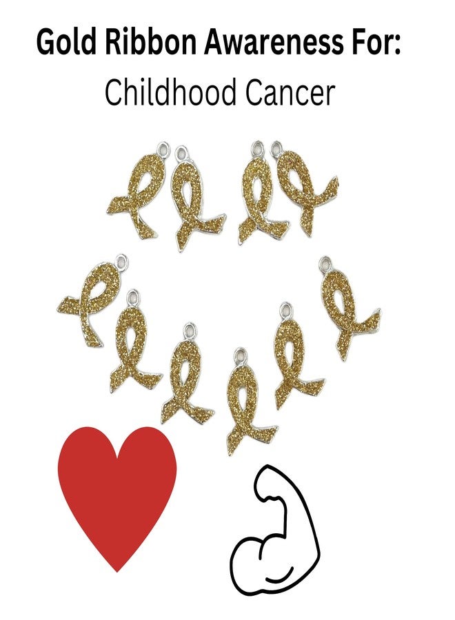 Linpeng Gold Ribbon Fundraising Awareness Charms for Bracelet Making, DIYJewelry Supplies, 21x15mm, 10 pcs - Image 4