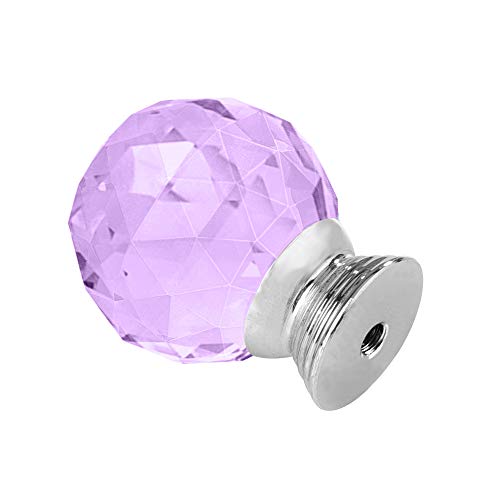 ANJUU 12 Pcs 30mm Round Shape Crystal Glass Cabinet Knobs with Screws Drawer Knob Pull Handle Used for Kitchen, Dresser, Door, Cupboard(Purple) - Image 4